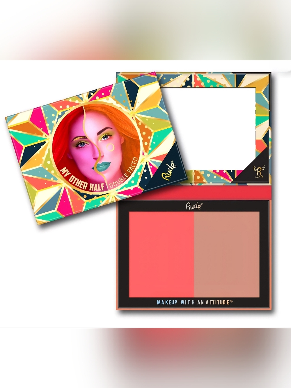 Rude Cosmetics My Other Half Double Faced Face Palette Blush Contour Duo NIB